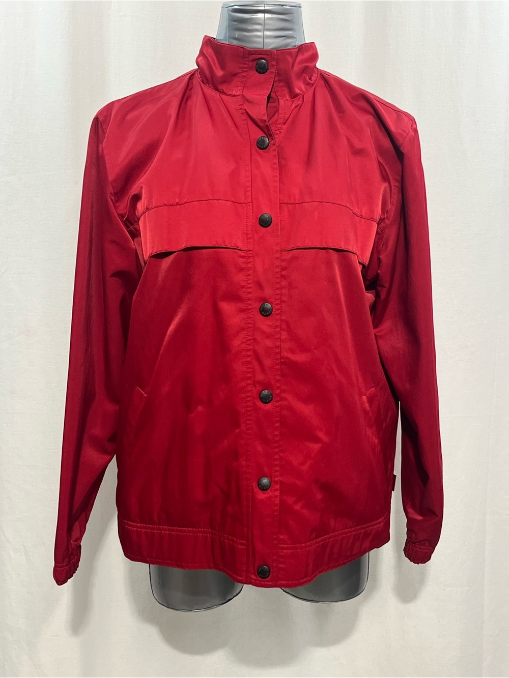 Liz Claiborne womans Red Snap-Front Lightweight Bomber Jacket Y2K work casual